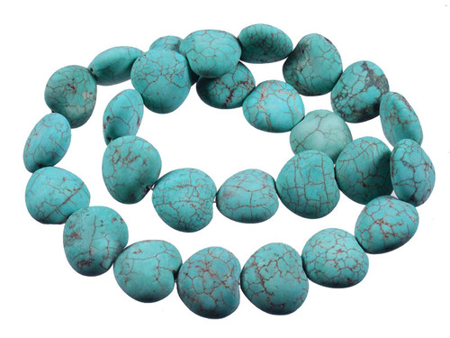 16mm Matte Green Turquoise Puff Heart Beads 15.5" stabilized [t6g16m]