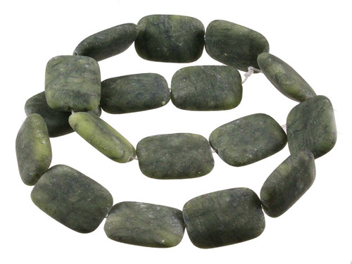 15x20mm Matte Nephrite Jade Puff Rectangle Beads 15.5" natural [s8a18-15m]