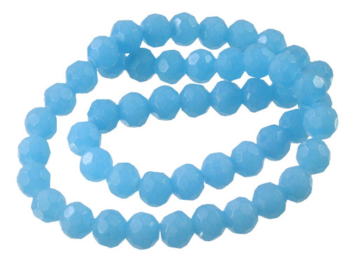 8mm Matte Aqua Quartz Faceted Round Beads 15.5" synthetic [c8a70m]