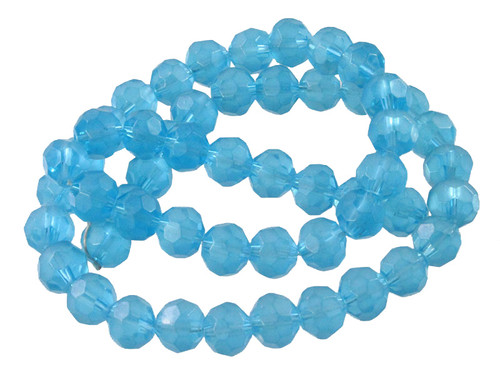 8mm Matte Aquamarine Faceted Round Beads 15.5" synthetic [c8a34m]