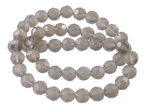 8mm Matte Smoky Topaz Faceted Round Beads 15.5" synthetic [c8a8m]