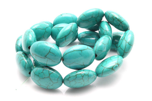 10x14mm Matte Tibetan Turquoise Oval Beads 15.5" stabilized [t7c10m]