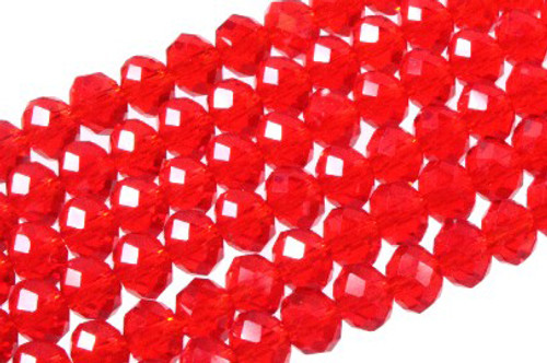 4x3mm Red Glass Faceted Rondelle About 150 Bead 18" [uc1a6]