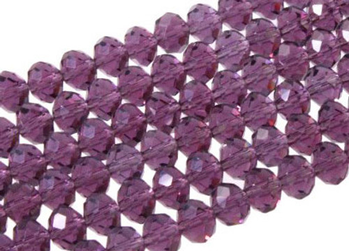 4x3mm Amethyst Glass Faceted Rondelle About 150 Bead 18" [uc1a20]