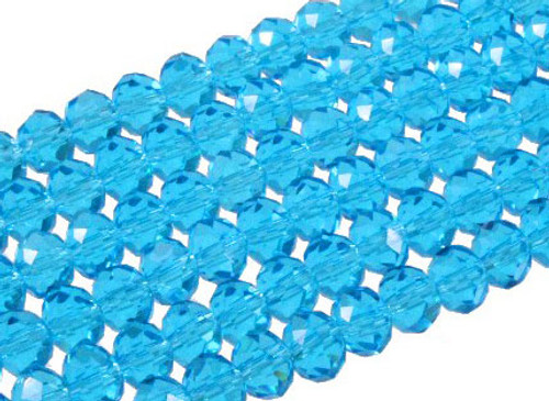 4x3mm Aquamarine Glass Faceted Rondelle About 150 Bead 18" [uc1a26]
