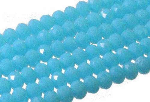 4x3mm Aqua Opal Quartz Faceted Rondelle Beads 15.5" synthetic [uc1b6]