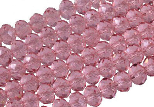 6x4mm Pink Glass Faceted Rondelle About 100 Bead 17" [uc2a5]