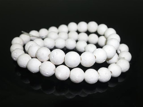 6mm Volcano White Lava Round Beads 15.5" natural [6d54]