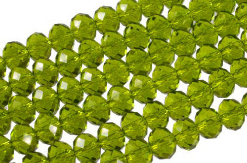 6x4mm Peridot Glass Faceted Rondelle About 100 Bead 17" [uc2b25]