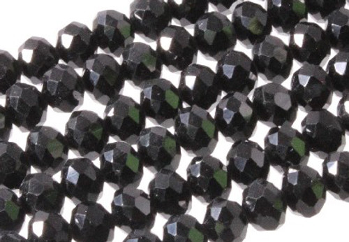 8x6mm Jet Black Glass Faceted Rondelle Beads 15.5" [uc3a2]