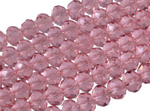 8x6mm Pink Glass Faceted Rondelle About 72 Bead 15.5" [uc3a5]