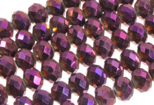 8x6mm Metallic Purple Glass Faceted Rondelle About 72 Bead 15.5" [uc3b22]