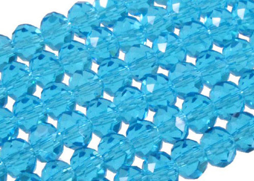 10x8mm Aquamarine Glass Faceted Rondelle About 36 Bead [uc4a26]
