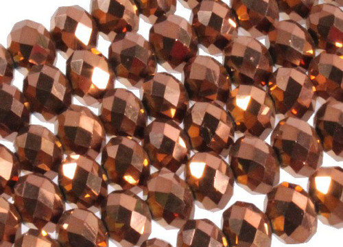 12x8mm Metallic Gold Glass Faceted Rondelle About 72 Bead [uc5b18]