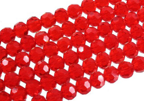 4mm Red Glass Faceted Round About 100 Bead 15" [uc6a6]