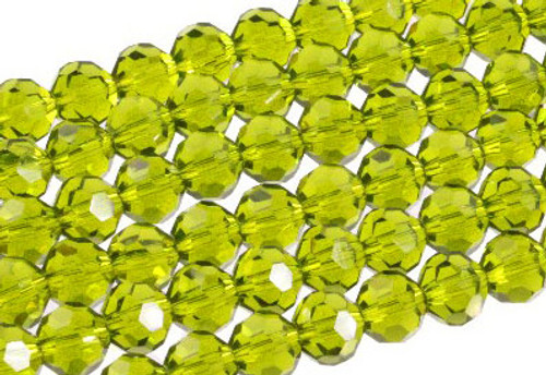 4mm Peridot Glass Faceted Round About 100 Bead 15" [uc6b25]