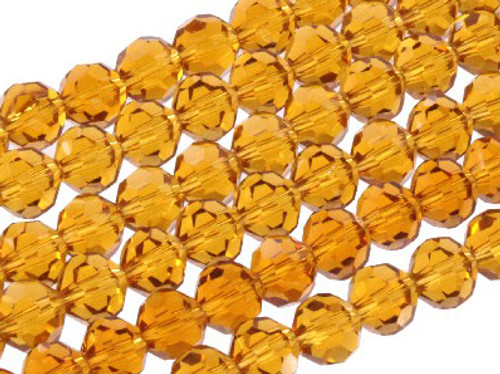 6mm Topaz Glass Faceted Round About 100 Bead 22" [uc7a12]