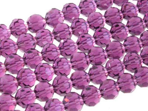 6mm Amethyst Glass Faceted Round About 100 Bead 22" [uc7a20]