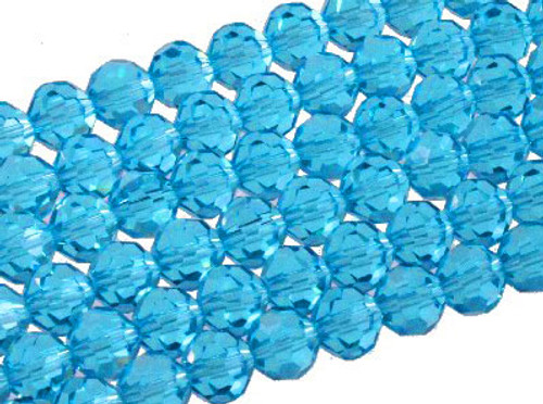 6mm Aquamarine Glass Faceted Round About 100 Bead 22" [uc7a26]