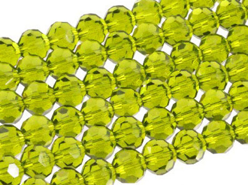 6mm Peridot Glass Faceted Round About 100 Bead 22" [uc7b25]