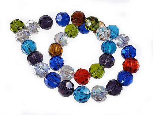 10mm Mix Glass Faceted Round 15.5" [uc9x]