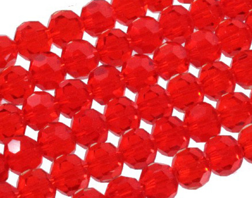 10mm Red Glass Faceted Round About 36 Bead [uc9a6]