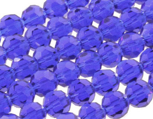 10mm Sapphire Glass Faceted Round About 36 Bead [uc9a14]