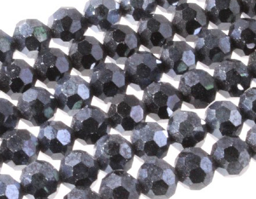 10mm Metllic Gray Glass Faceted Round About 36 Bead [uc9a15]