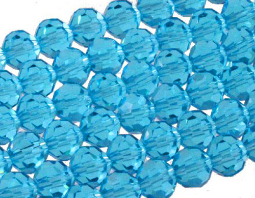 10mm Aquamarine Glass Faceted Round About 36 Bead 15.5" [uc9a26]