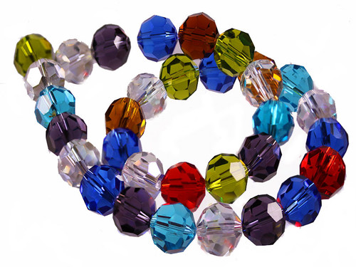 12mm Mix Glass Faceted Round 15.5" [uc10x]