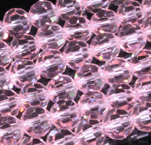 12mm Pink Glass Faceted Round About 36 Beads 15.5" [uc10a5]