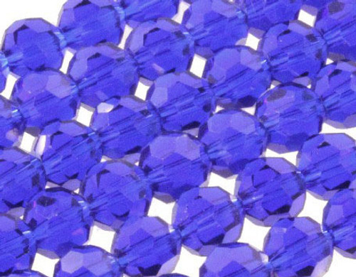 12mm Sapphire Glass Faceted Round Round About 36 Beads 15.5" [uc10a14]