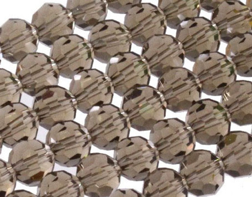 12mm Smoky Glass Faceted Round About 36 Beads 15.5" [uc10a24]