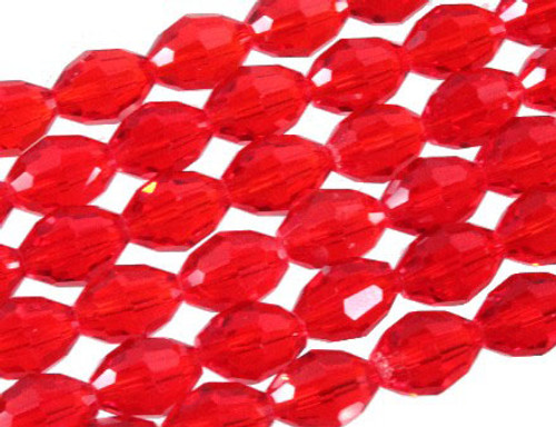 4x6mm Red Glass Faceted Rice About 72 Bead 17" [uc11a6]