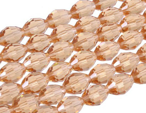 4x6mm Champagne Glass Faceted Rice About 72 Bead 17" [uc11a9]