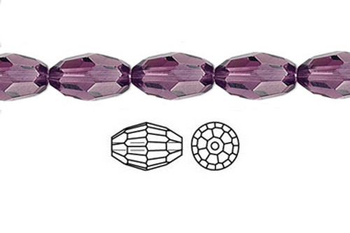 4x6mm Amethyst Glass Ab Faceted Rice About 72 Beads 17" [uc11a20z]