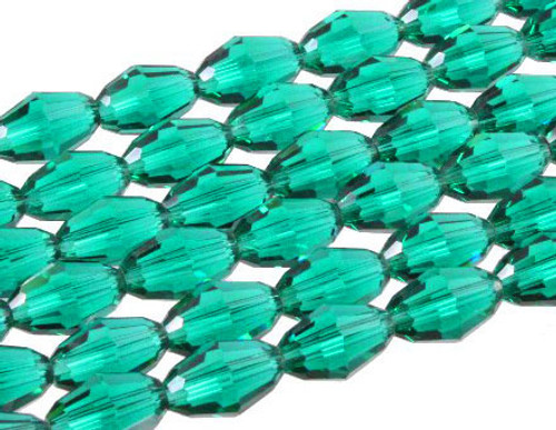 4x6mm Blue Zircon Glass Faceted Rice About 72 Bead 17" [uc11a27]