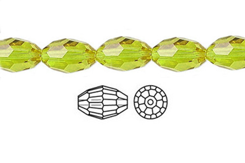 4x6mm Peridot Glass Faceted Rice About 72 Bead 17" [uc11b25]