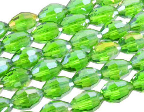 6x8mm Emerald Glass Faceted Rice About 72 Bead 22" [uc12a17]