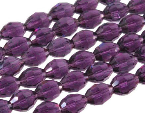 6x8mm Amethyst Glass Faceted Rice About 72 Bead 22" [uc12a20]