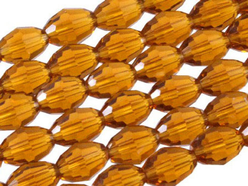 8x12mm Topaz Glass Faceted Rice About 35 Bead 15" [uc13a12]