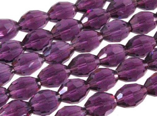 8x12mm Amethyst Glass Faceted Rice About 35 Bead 15" [uc13a20]