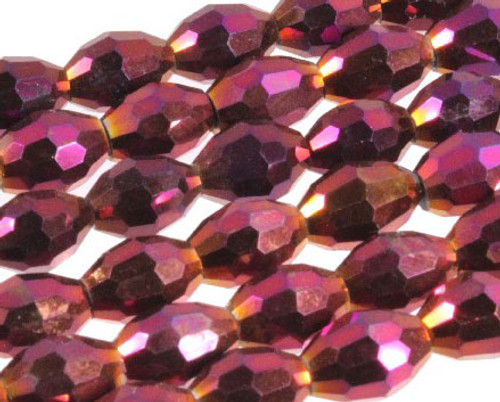 8x12mm Metallic Purple Glass Faceted Rice 35 Beads [uc13b22]