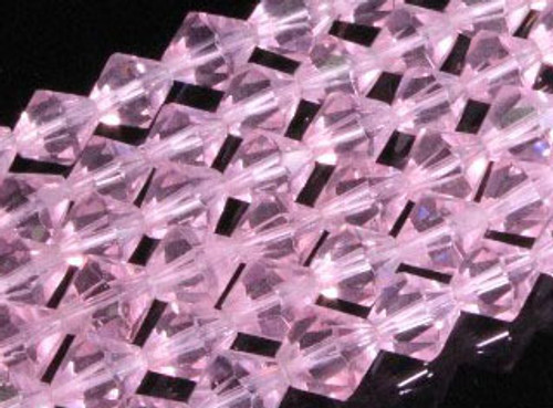 4mm Pink Glass Faceted Bicone About 120 Bead 18" [uc21a5]