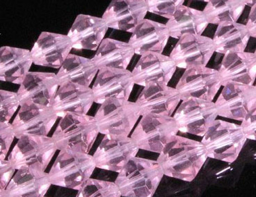 8mm Pink Glass Faceted Bicone About 40 Bead 12" [uc23a5]