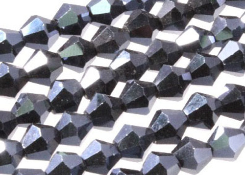 8mm Metallic Gray Glass Faceted Bicone About 40 Bead 12" [uc23a15]