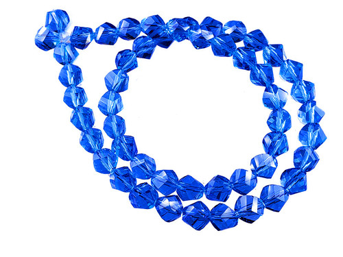 8mm Royal Blue Glass Faceted Helix Beads 15" [uc33a14]