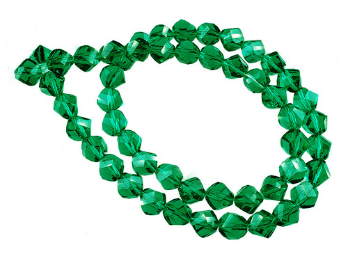 8mm Emerald Green Glass Faceted Helix Beads 15" [uc33a17]