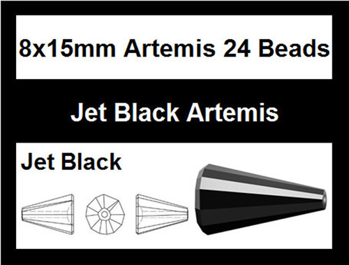8x15mm Jet Artemis Beads 24 Beads [uc103]