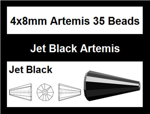 4x8mm Jet Artemis Beads 35 Beads [uc101]